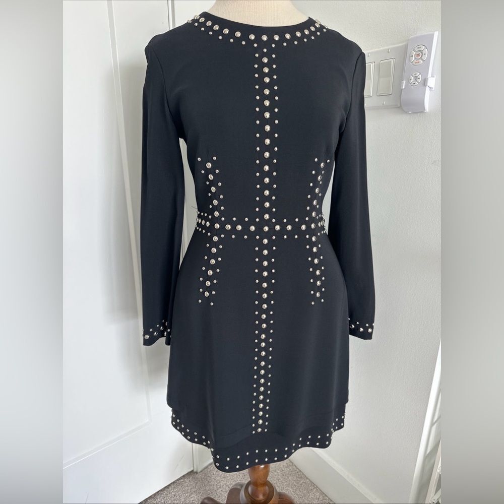 A.L.C. Madison Black Studded Long Sleeve Mini Sheath Dress Women's Size 4